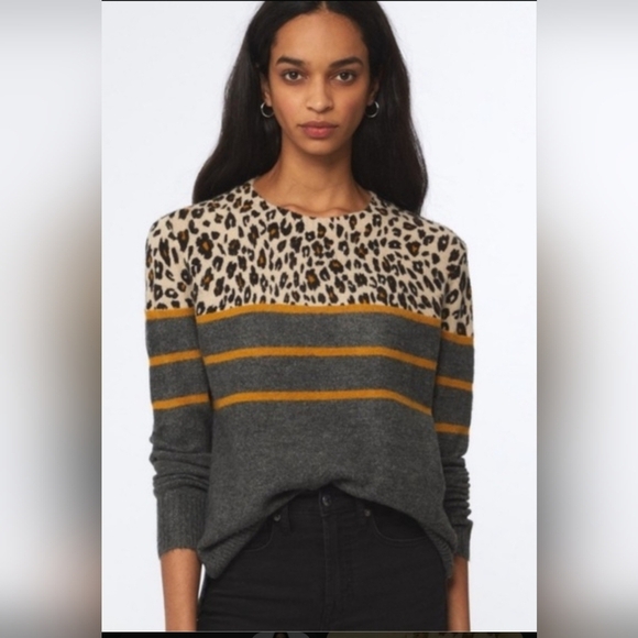 Beach Lunch Lounge XL 16/18 Pullover Sweater Cheetah Animal Print Color Blocked - Picture 1 of 11